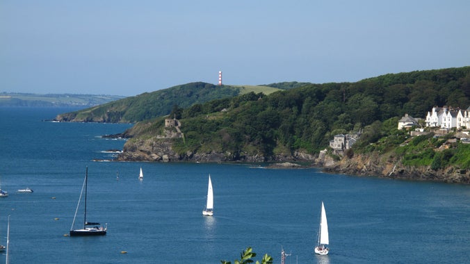 Looking over Fowey Estuary to the Gribbin